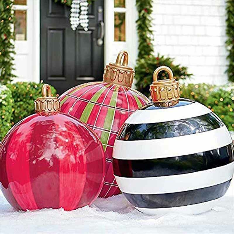 Bola decorada inflável do pvc do natal exterior, decorações infláveis gigantes da árvore de natal da bola do natal