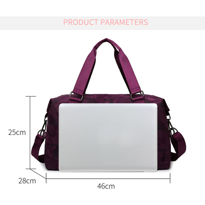 กระเป๋าฟิตเนสแนวสปอร์ตมีโลโก้, กระเป๋าโยคะมือถือกันน้ำความจุสูงแยกเปียกกระเป๋าสะพายไหล่สำหรับผู้หญิง