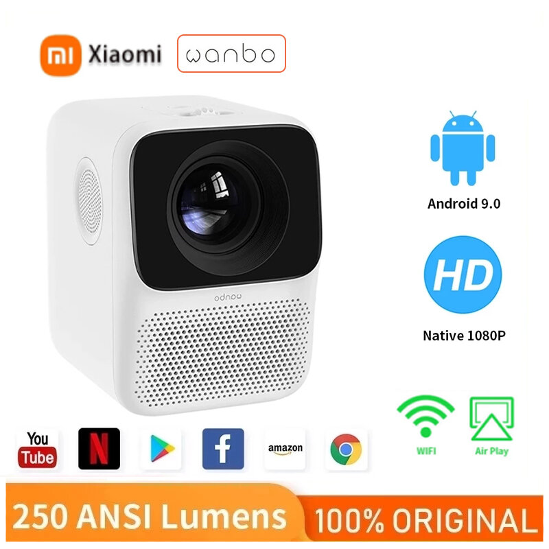 Xiaomi – Mini projecteur Portable Wanbo T2 MAX, 1080P, LED, WIFI, Full HD, 4K, 250ANSI, 1920x1080P, pour la maison, Version internationale