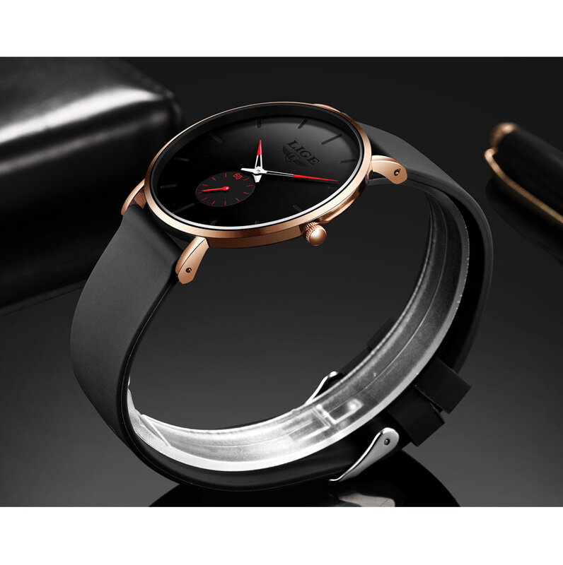 Nowe modne zegarki męskie najwyższej marki luksusowe sportowe wodoodporne proste Ultra-cienkie zegarki męskie zegar kwarcowy + pudełko