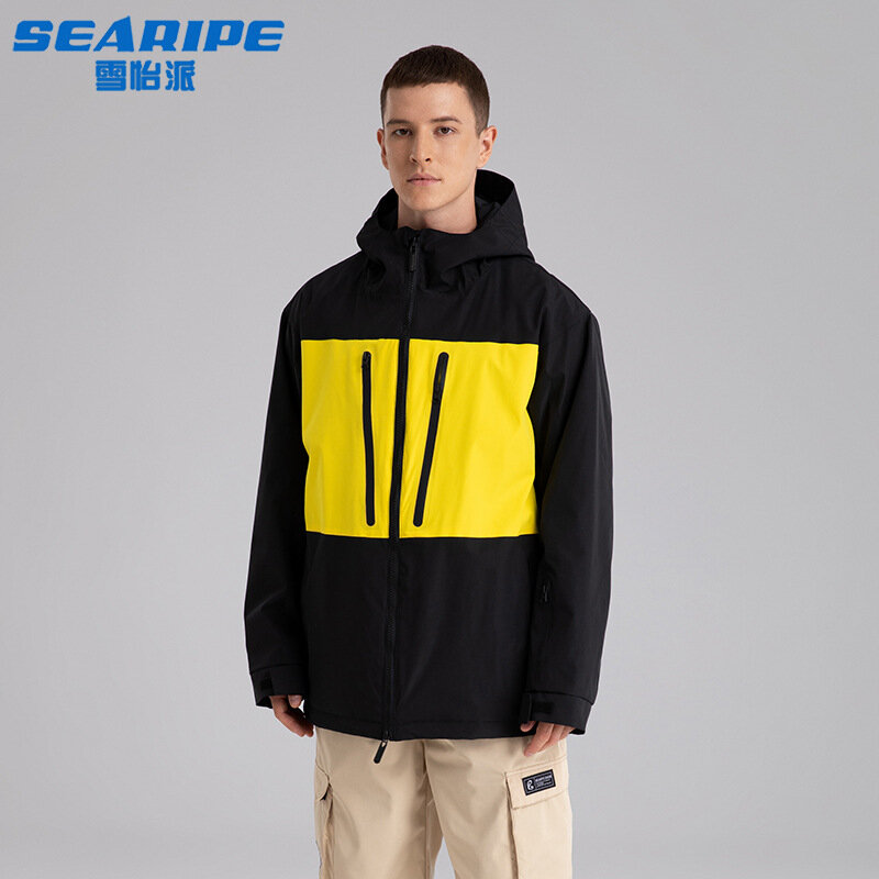 SEARIPE 남녀공용 스키 재킷, 후드 보온 의류, 윈드브레이커, 방수, 야외 겨울 따뜻한 수트, 스노우 코트, 스노보드 웨어