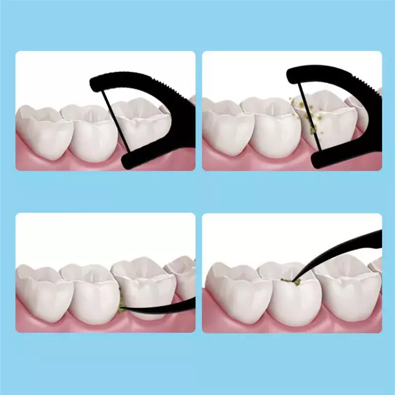 50 pçs/set dental floss preto bambu carvão dentes vara interdental escovas flosser oral limpo palito ferramenta com caixa