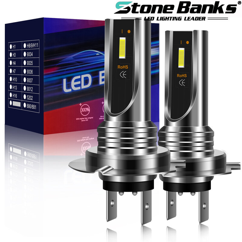Stone Banks H7 H11 LED Car Headlight CSP COB Chip 60W 6000LM Led 9005 9006 5202 H1 H4 9007 Light Bulbs 12V Auto Fog Lights 2Pcs