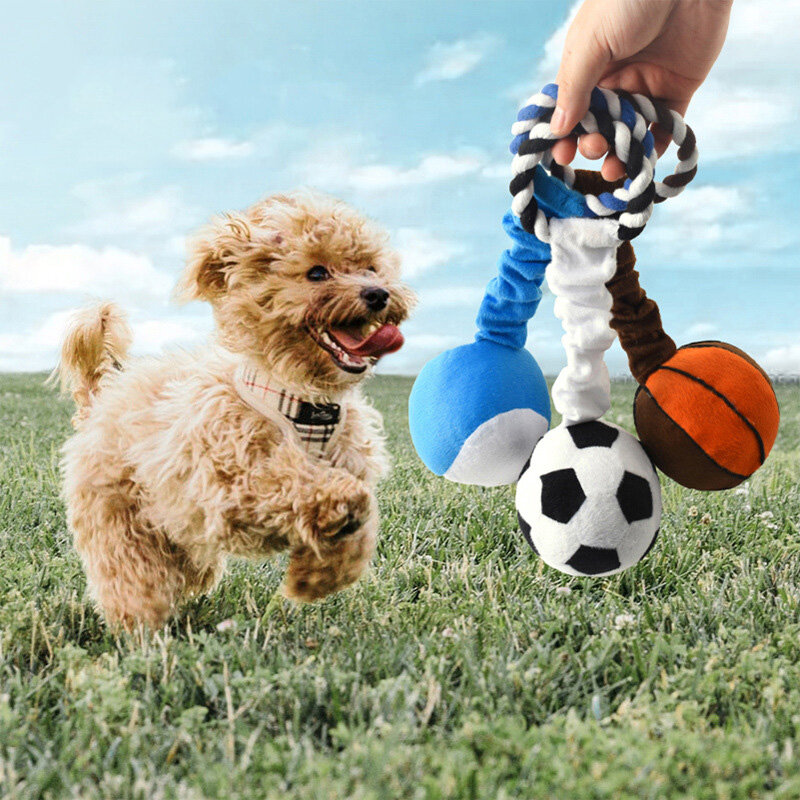 Boneka Terdengar Bola Mainan Anjing Tenis Sepak Bola Kain Super Lembut Gigitan Suara Bola Pelatihan Mengunyah Interaktif Mainan Hewan Peliharaan Persediaan