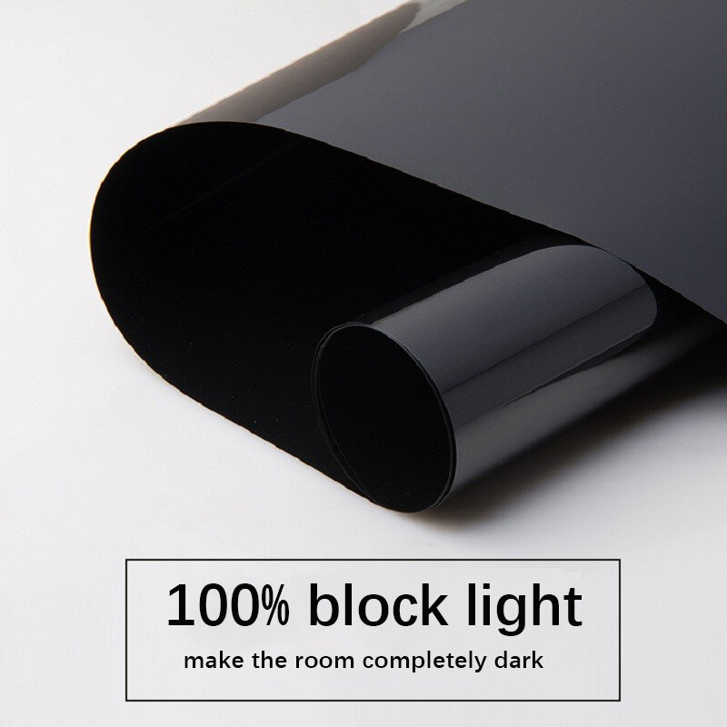 Filme de janela de bloqueio de luz preta Proteção UV de privacidade Adesivos de janela escura Vinil para casa Vitral, Matiz auto-adesivo