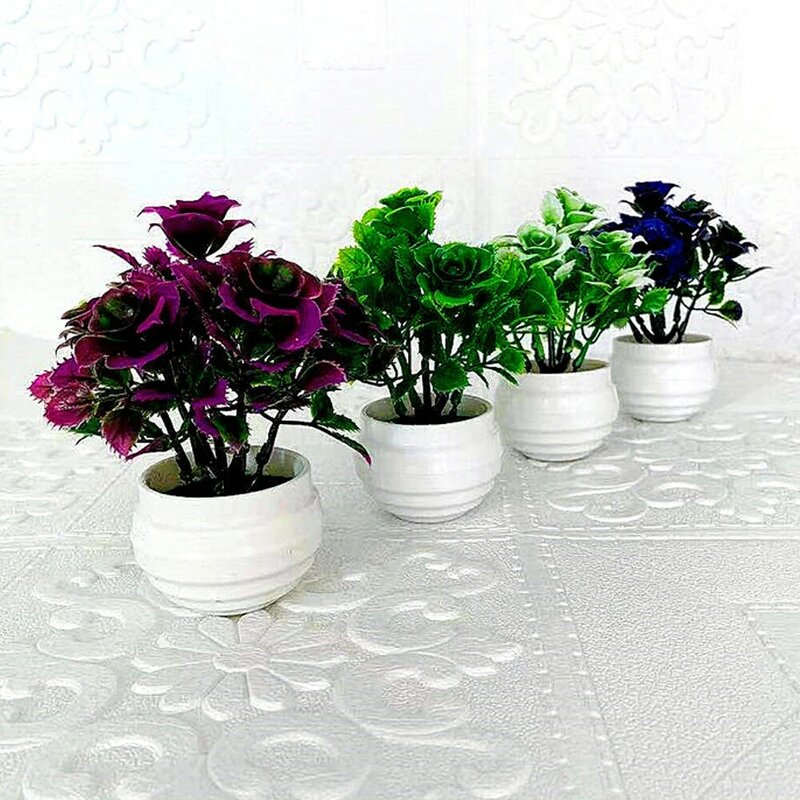 Plantas artificiais bonsái, árbol pequeño de simulación, maceta de flores falsas, adornos en maceta para mesa