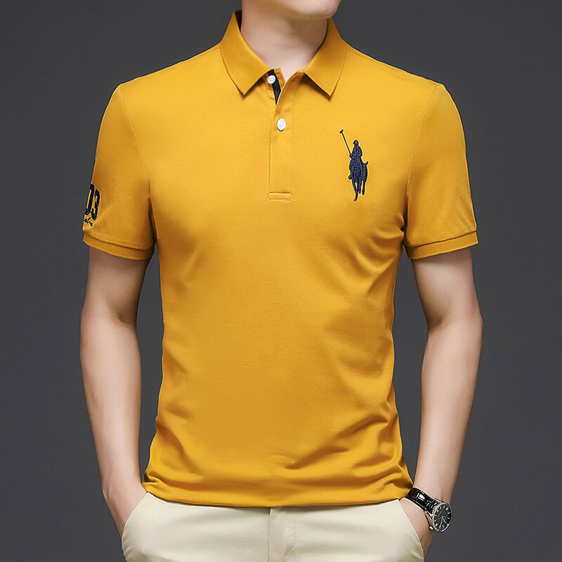 Nowe zdobienie koszulki Polo 2022 modna marka letnia męska koszulka golfowa duży koń Logo z krótkim rękawem topy męski biznes luźna koszulka