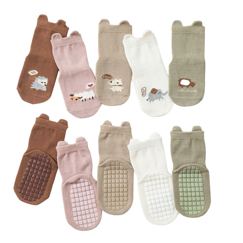 Outono inverno kawaii bebê tubo meias bebês antiderrapante piso meias dos desenhos animados animal algodão impressão recém-nascidos da criança acessórios
