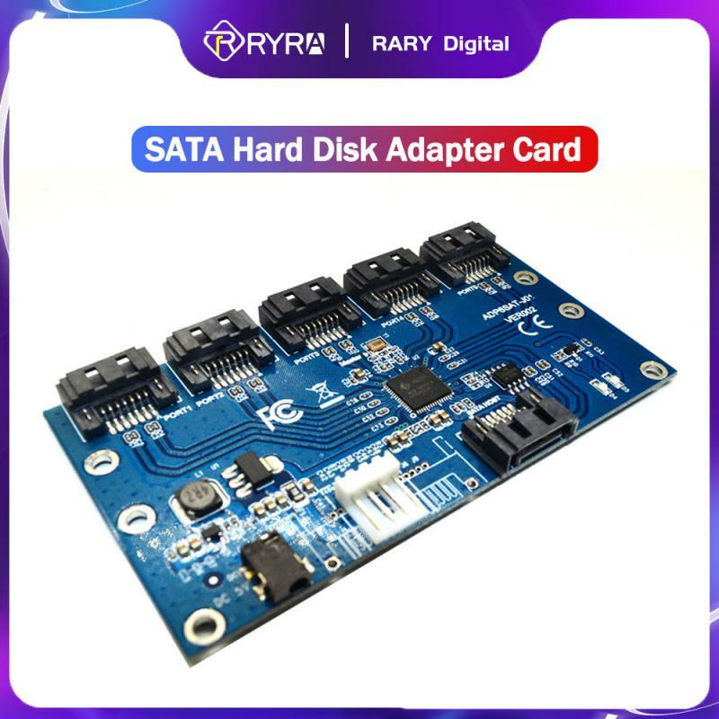 RYRA SATA 확장 카드 1 ~ 5 포트 허브, PM 라우터, SATA 포트, 멀티 플라이어 라이저 카드 분배기, 스토리지 하드 디스크 어댑터 변환기