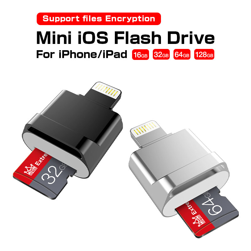 Mini Đầu Đọc Thẻ OTG Usb Flash 16GB/32GB/64GB/128GB Dành Cho Iphone ipad Máy Tính Bảng Điện Thoại Lightning Bút Usb