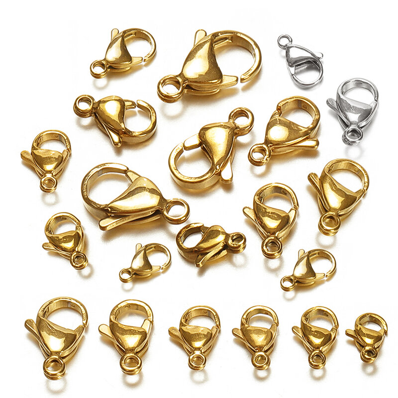 Застежка-карабин для браслетов, ожерелий, цепочек, ювелирных изделий «сделай сам», цвет золото, нержавеющая сталь, 220 шт./120 шт.