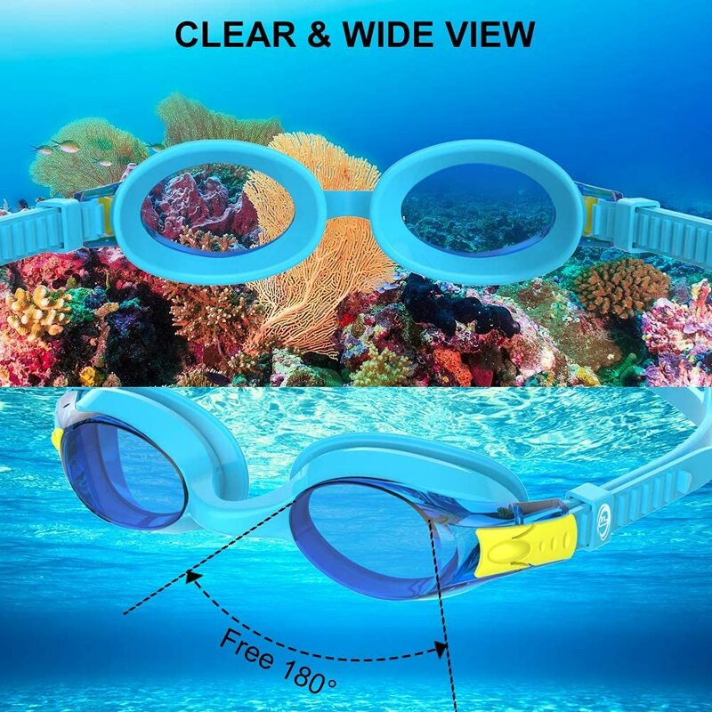 Детские плавательные очки Findway, 2 шт., детские очки для плавания для мальчиков и девочек, противотуманные водонепроницаемые прозрачные линзы...