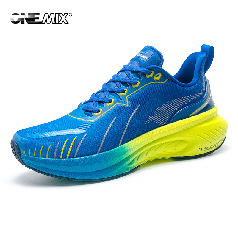 Onemix tênis de corrida de amortecimento superior adequado para corredores pesados atam sapatos de desporto antiderrapante tênis atlético ao ar livre para homem