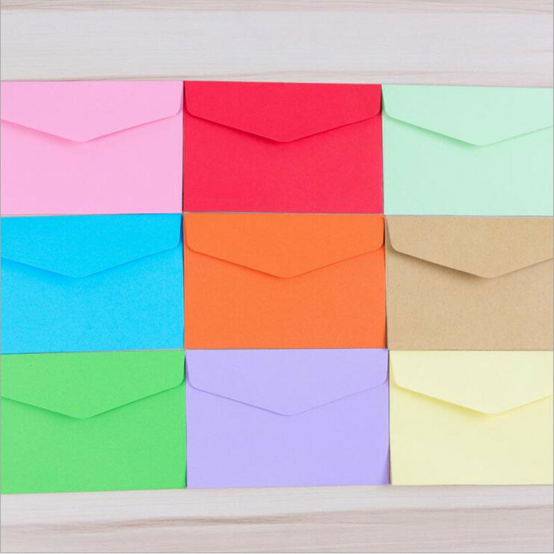 10 sztuk/partia cukierkowe kolory puste Mini koperty prezent koperta ślub urodziny Sobres zaproszenie Kraft Paper Festival Favor
