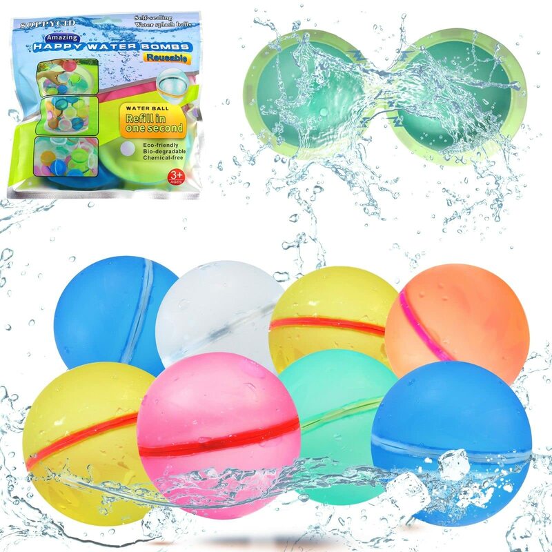 6Pcs Reusable Bomb Water Balloons Summer Pool Toys for Kids Outdoor Beach Fight Games Child Quick Filling Absorbent Water Ball