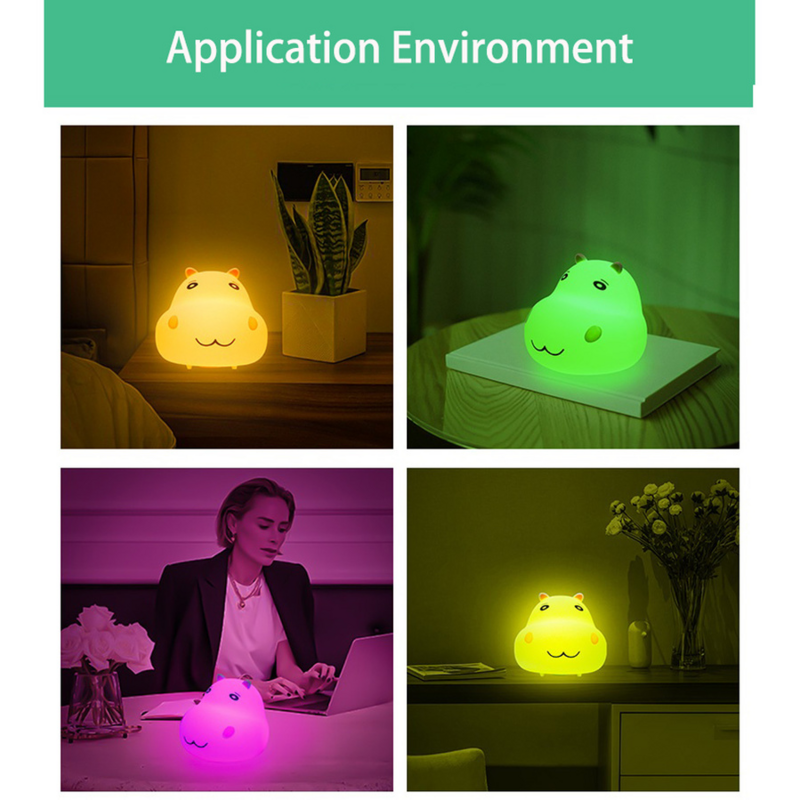 Led Siliconen Night Lights Usb Oplaadbare Touch Sensor Cartoon Lamp Kleurrijke Kind Vakantie Gift Slapen Creatieve Slaapkamer Licht