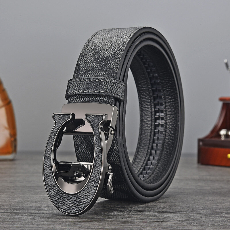 Nuevo cinturón de marca famosa para hombres, cinturones de cuero genuino de lujo de alta calidad, correa de Metal automática con hebilla en C