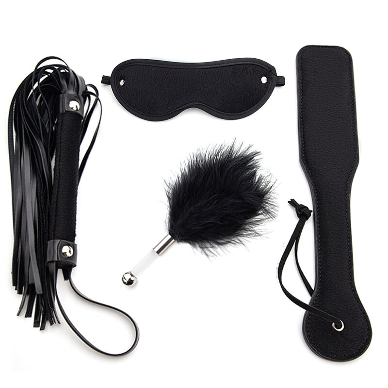 Black Wolf 4 Pcs Bondage Set Adult toys BDSM Eye Mask Whip Anal Plug Sex Games Erotic Sex Toys For Women Accessories