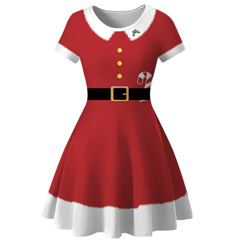 Рождественское платье Санта-Клаус Микки Минни Маус для девочек детский праздничный мультяшный косплей для детей 2-12 лет
