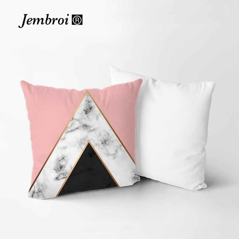 Capa de almofada decorativa abstrata geométrica rosa, capa de almofada com estampa de mármore, branco e preto cinza, barato, 45*45 cm