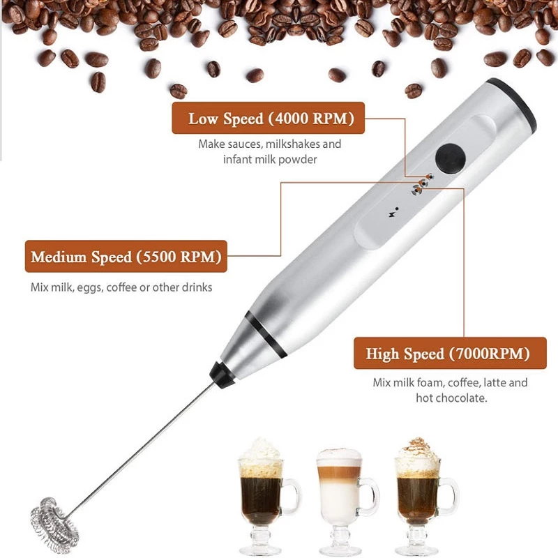 Electric Mini Milk Frother Wireless Handheld USB Frothers Whisk Mixer Coffee Maker Blender For Coffee Cappuccino Cream Home