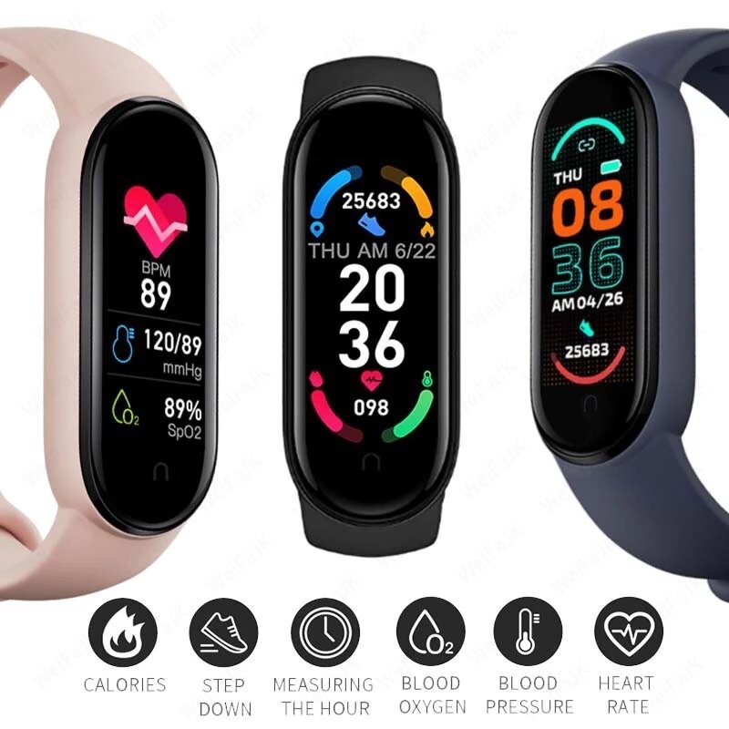 For Xiaomi M6 Smart Watch Men Women Fitness Sports Smart Band Fitpro Version Bluetooth Music Heart Rate Take Pictures Smartwatch