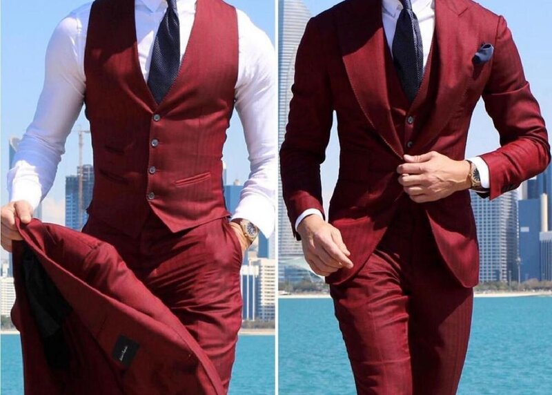 Eleganckie smokingi ślubne garnitury Slim Fit oblubieniec dla mężczyzn 3 kawałki smoking dla pana młodego mężczyzna tanie formalne biznes (kurtka + kamizelka + spodnie)