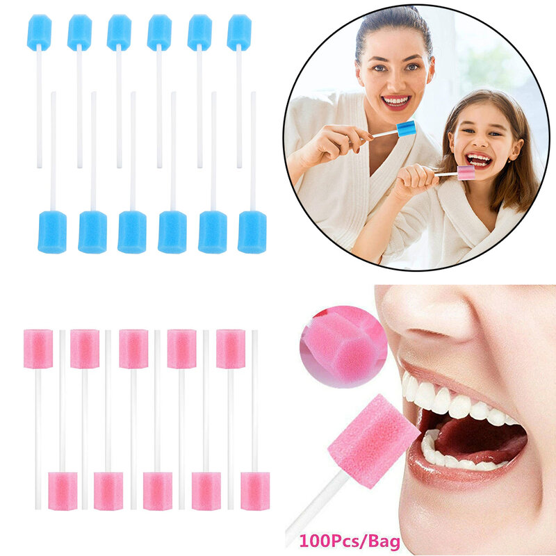 100 Stück/Beutel 13,5 cm Mundpflege Tupfer Mund Einweg Schwamm Kopf Zahns täbchen orale medizinische Verwendung Mundpflege für Mund reinigung Werkzeug