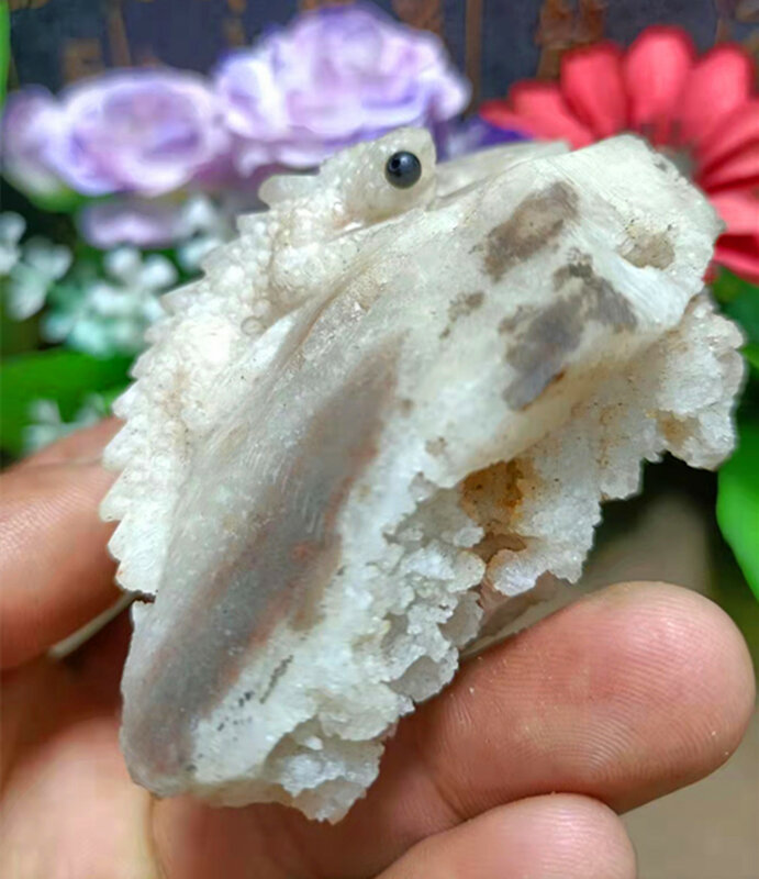 Natürliche quarz kristall cluster von hand-geschnitzt lizard wohnkultur chakra ornamente a1