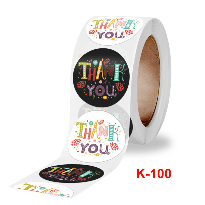 500 шт., 1 дюймовые винтажные наклейки с надписью Thank You для детей, цветок ручной работы, круглая оболочка для карт, наклейки, Декор, канцелярски...