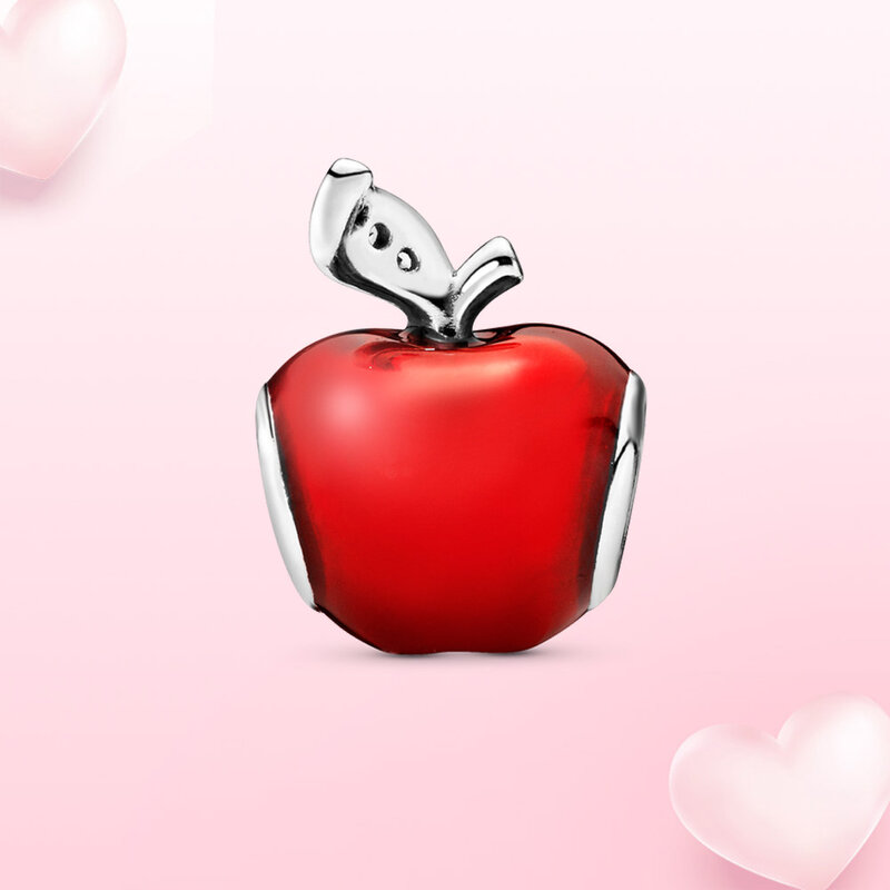 Abalorio de plata 925 para mujer, abalorio de manzana roja de Blancanieves, joyería compatible con pulsera Pandora Original, regalo de moda, joyería