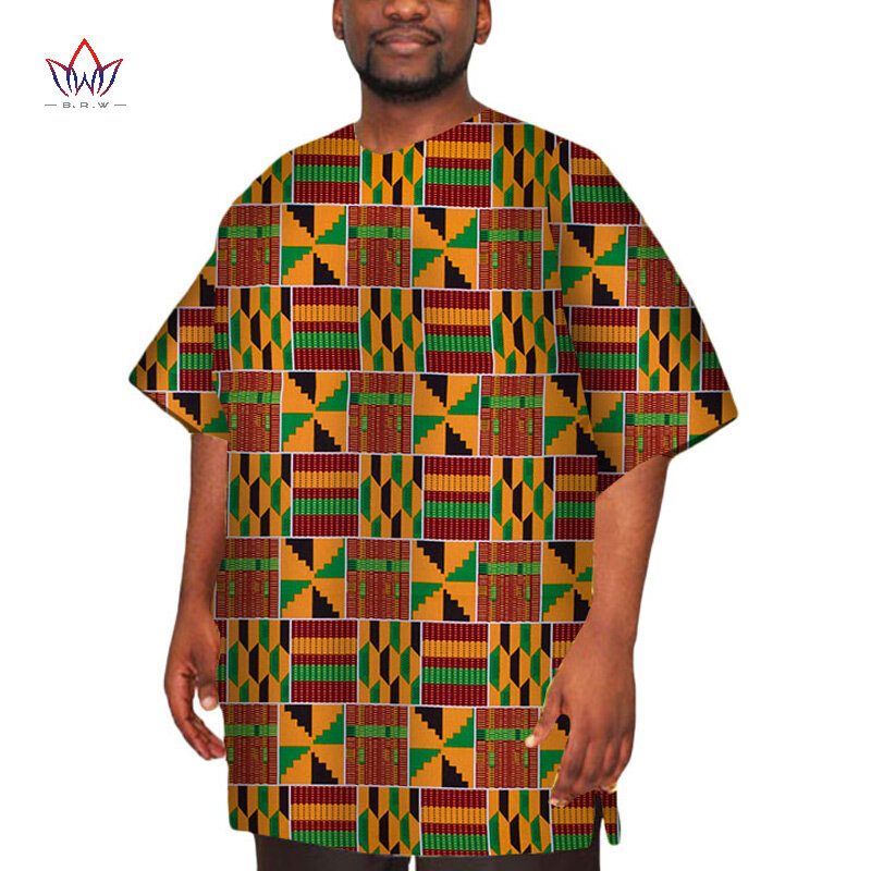 Повседневная рубашка с коротким рукавом, африканская одежда, мужская футболка, классический Африканский принт, базин богатые топы, традици...