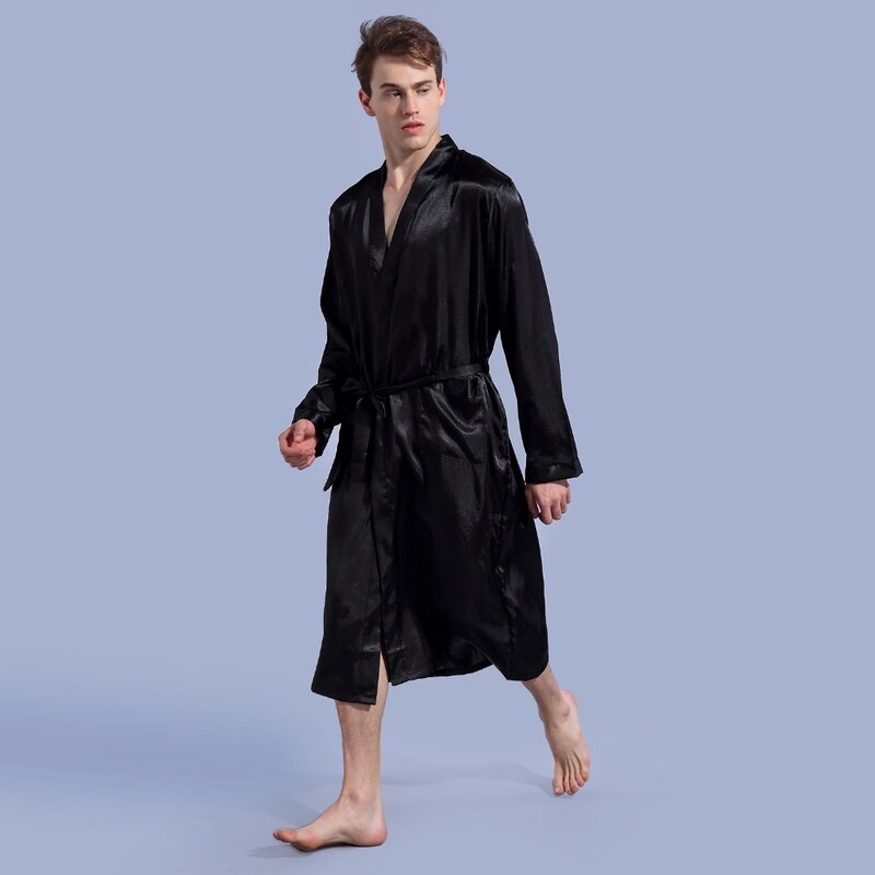 Groom Robe Emulation Silk Soft Home Bathrobe Nightgown For Men Kimono Customized Name and Date Personalized for Wedding Party
