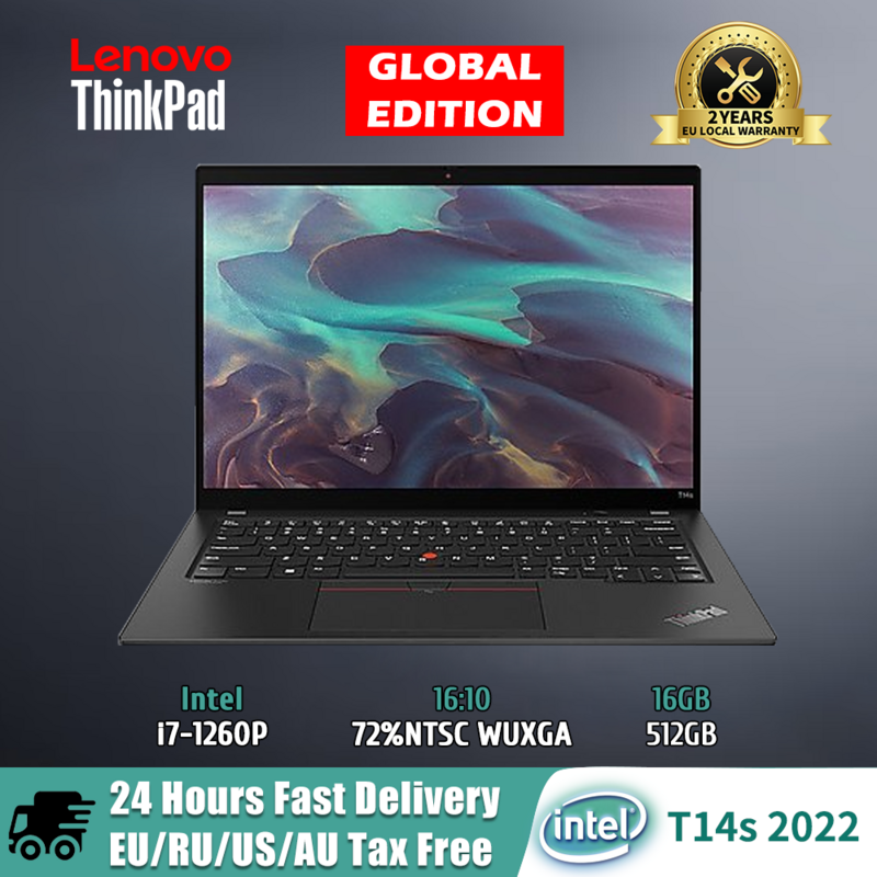 Lenovo-ordenador portátil ThinkPad T14s 2022, i7-1260P, 12 °, Intel Core, 16G, LPDDR5/512GB, 14 pulgadas, 72% NTSC, WUXGA