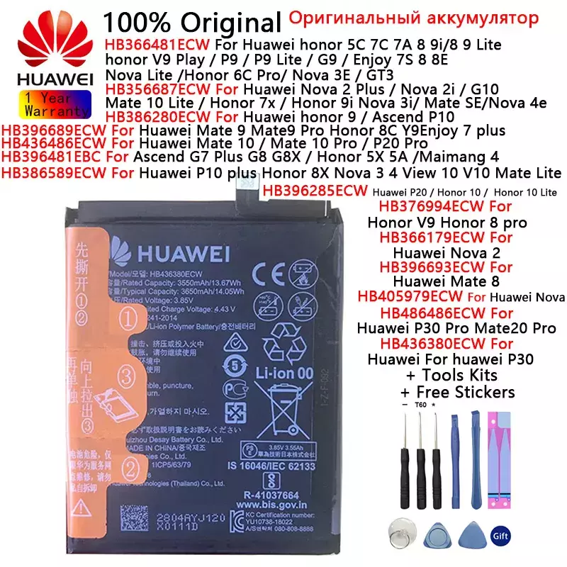 Originale Batterie De Téléphone Pour Huawei 7C 7A 8 9 9 lite 2 3 4/2i Monter P10 P20 P30 P30 Pro Mate 8 9 10 /10 20 Pro