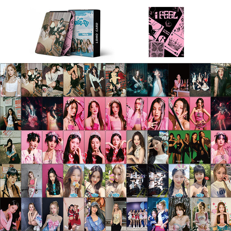 55PCS Kpop (G) I-DLE New Album I FEEL Concert LOMO Random Card Peripheral Korean Fashion Cute Girl Group Postcard Fans Gifts