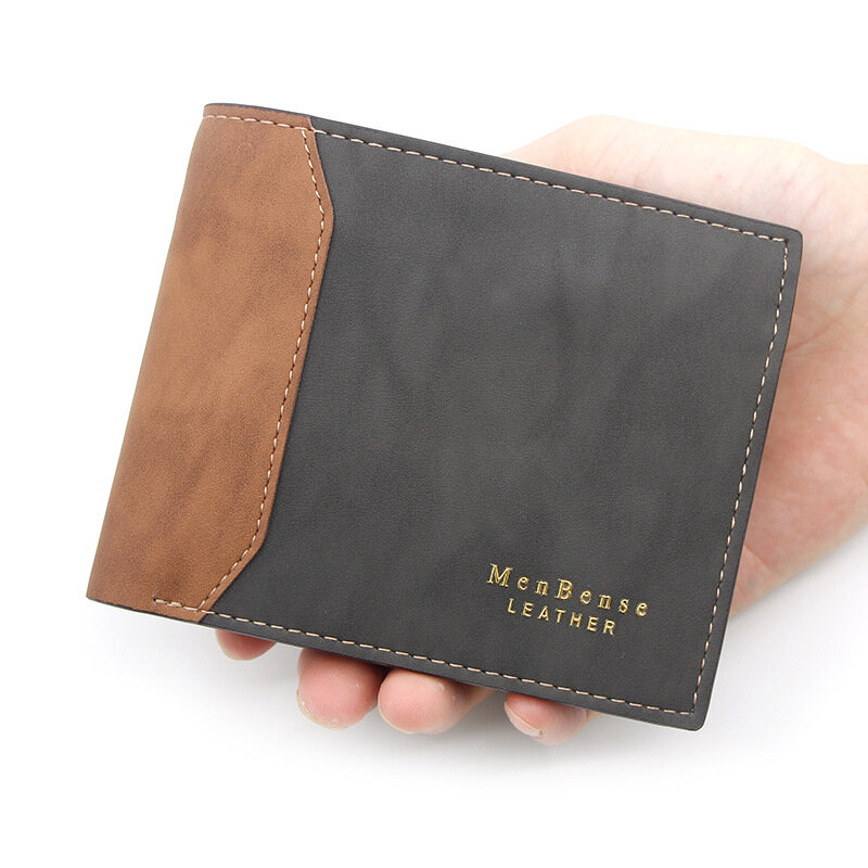 Portfel męski krótki Patchwork kopertówka torebka duża pojemność PU skórzane portfele kobieta portmonetka PU skórzana kieszeń na monety
