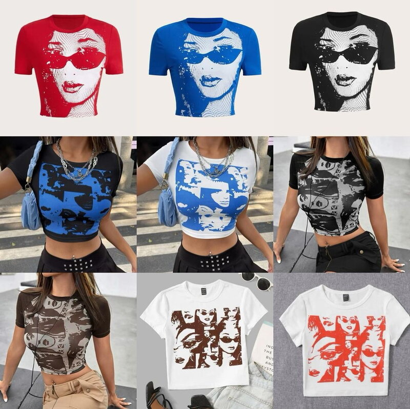 2023 Summer Print Personality Bright Color Sleeveless Y2k Clothes Vintage Tank Top Aesthetic Harajuku Streetwear Slim y2k tops