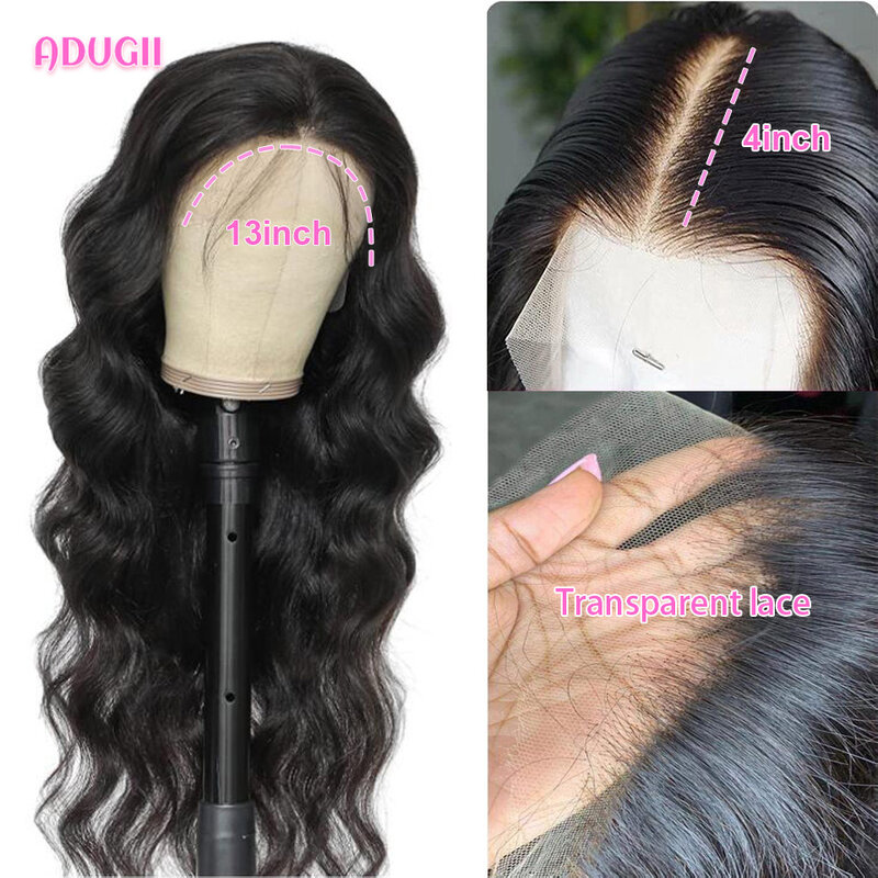 Pelucas de cabello humano con encaje Frontal para mujeres negras, pelo brasileño ondulado 13x4, malla Frontal transparente 4x4, cierre de encaje
