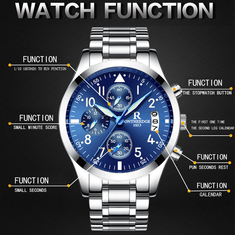 2022 Mannen Horloges Auto Datum Waterdicht Sport Horloges Rvs Horloge Luxe Top Merk Horloge Vliegwiel Draaiende Quartz Horloge