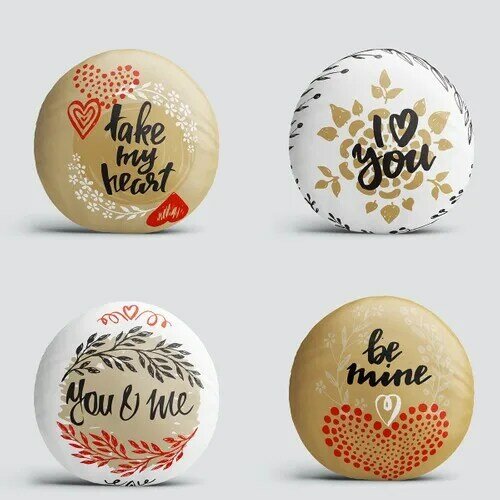 4'Lü Hari Valentine Konseptli Desain Spesial Modern Kombin Bantal Bundar Set Bungkus Dekorasi Bantal Hadiah untuk Setiap Hadiah Untuknya