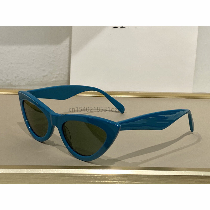 Gafas De Sol Retro con forma De ojo De gato para mujer, anteojos De Sol femeninos con montura pequeña y triangular, color negro y azul, De marca De diseñador, a la moda