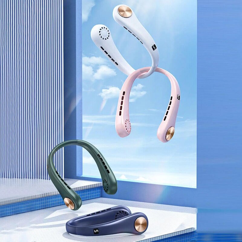 アウトドアスポーツ用の吊り下げ式カラーファン,1800mAh USB LEDディスプレイ,夏用の空冷式ネックレスファン,旅行用,p1p0