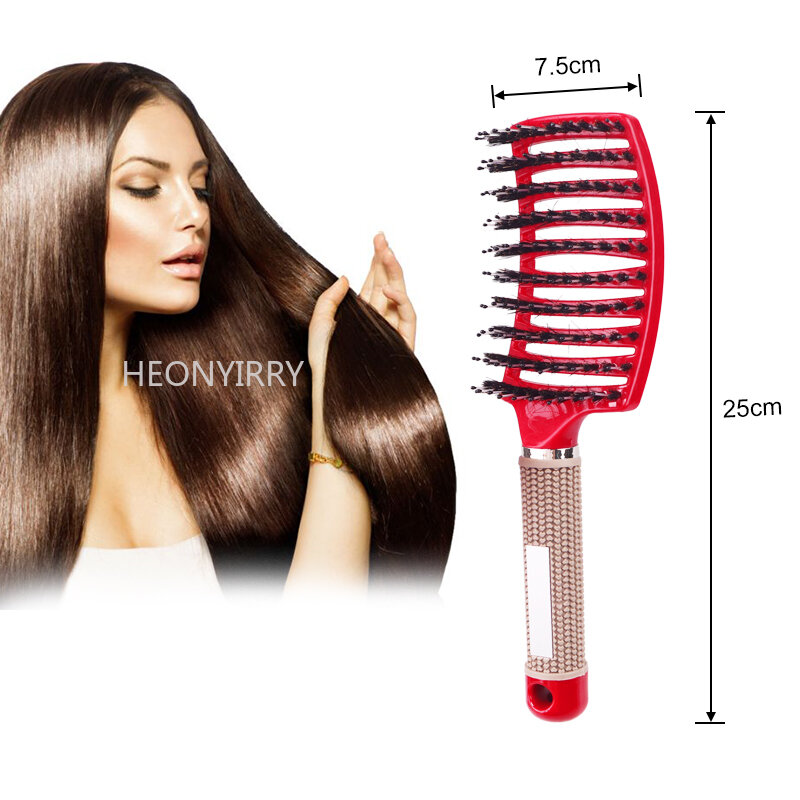 Couro cabeludo massagem pente de cabelo cerdas & náilon emaranhado escova de cabelo feminino molhado cur desembaraçar escova de cabelo cabeleireiro estilo barbeiro ferramentas