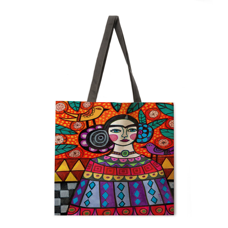 Art Girl Print Tote Bag Ladies Casual Tote borsa a tracolla da donna borsa per la spesa pieghevole borsa da spiaggia Tote Bag