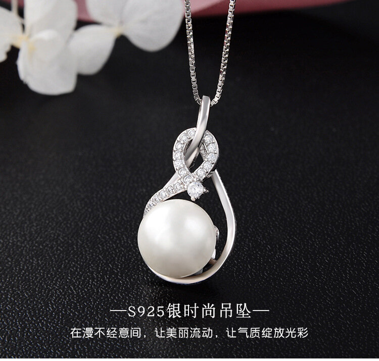 Genuine 925 Sterling Silver Freshwater Pearl Necklace Women Pendant Silver 925 Jewelry Bizuteria Collares Pearl Pendants Girls
