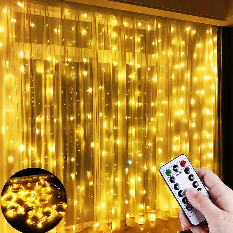 ستارة LED سلسلة جارلاند أضواء مع جهاز التحكم عن بعد ، USB ، مهرجان الديكور ، عطلة ، الزفاف ، عيد الميلاد ، أضواء الجنية لغرفة النوم ، المنزل