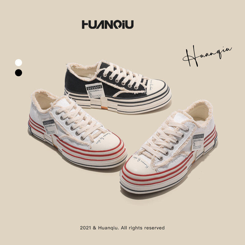 HUANQIU-새로운 거지 레이스 패션 캔버스 신발 여성용, 캐주얼 다목적 작은 흰색, Wlaking 신발, 봄 2022