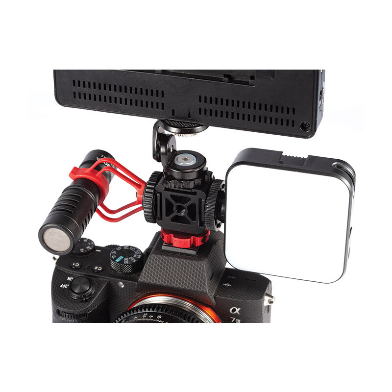 Triple Cold Shoe 1/4'' Screw Adapter Extend Microphone Fill Light Monitor Magic Arm DSLR Camera Accessories