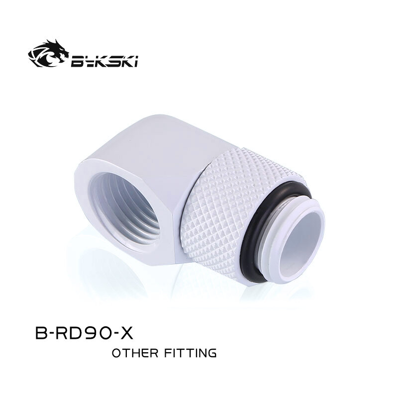 Bykski-Conector de refrigeración por agua G1/4, accesorio con ángulo de 90 grados, codo giratorio 360, hilo de F-M, 7 colores, B-RD90-X